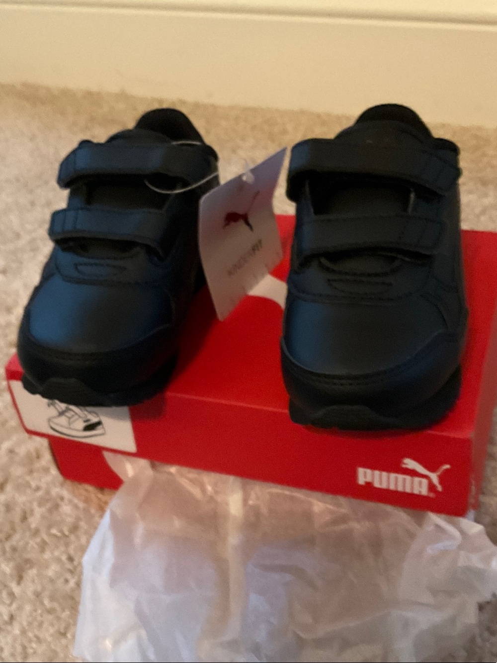 Puma Kids Black Velcro Strap Sneakers